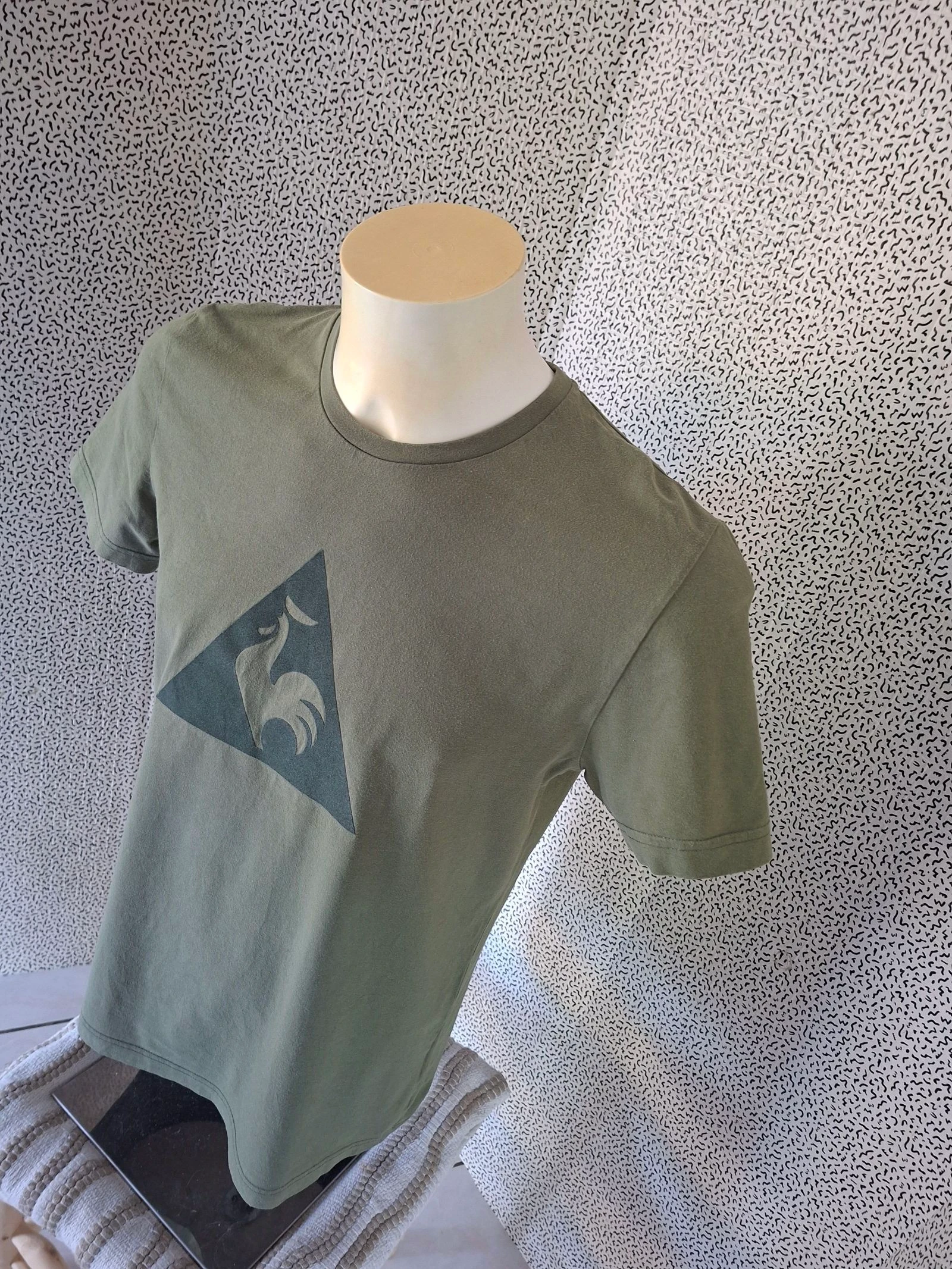 T-shirt Le Coq Sportif kaki logo coq homme taille M 100 % coton